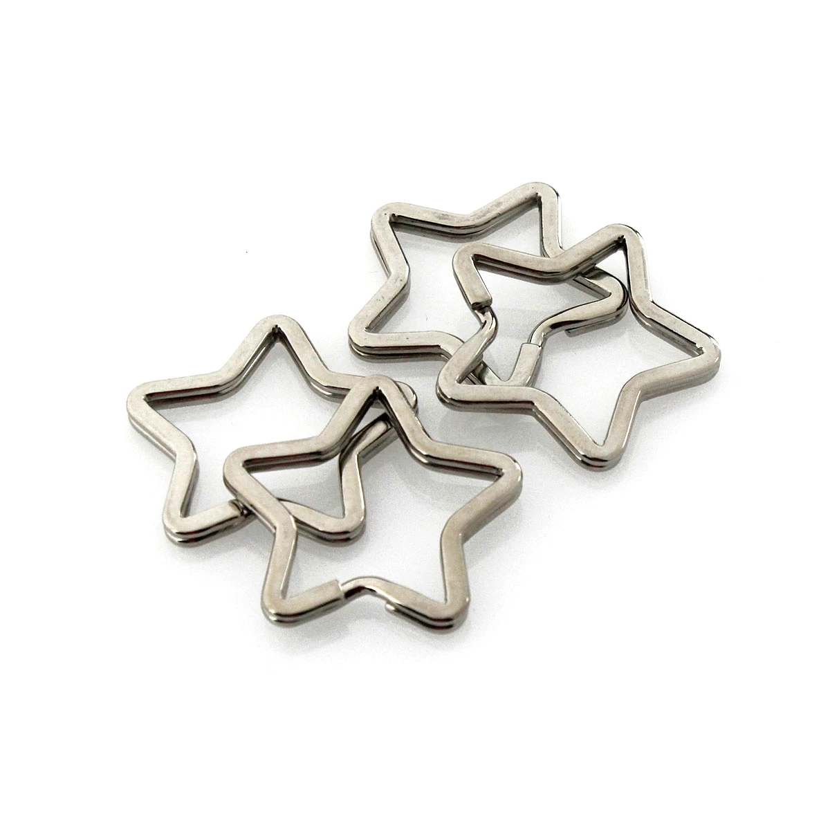 5pcs 금속 패션 스타 모양 분할 반지 더블 루프 Keyring 패션 특별 키 체인 키 홀더 DIY 가죽 공예 하드웨어
