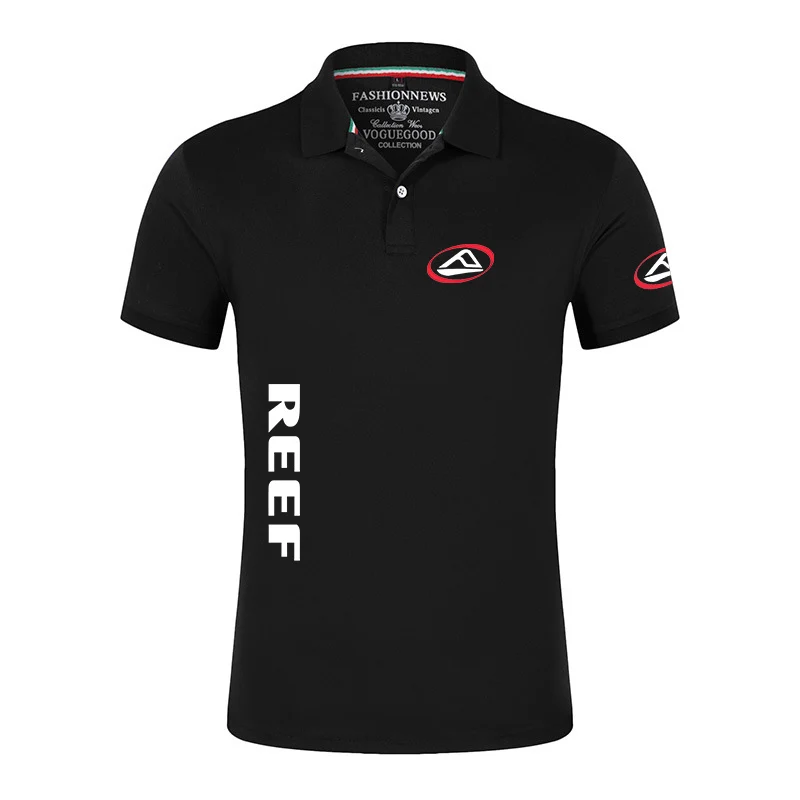 Reef 2023 Men's Cotton Solid Color Printing Ultra-Thin Casual Polo New Spring and Summer Fashion Brand Wear