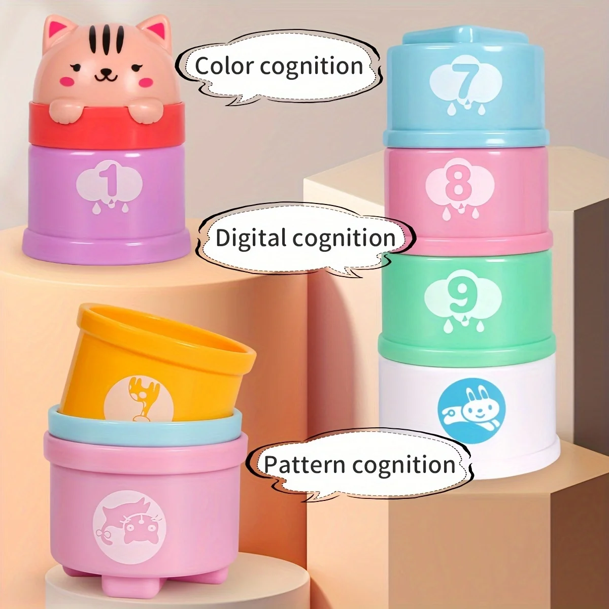 Stacking Puzzle Toys Cup Stacking Toys Stacking Toys 11PCS/set Kids Stack Cups Toys Early Educational Figures Letters Stack Cup Tower Baby Intelligence Training For Kids Gifts