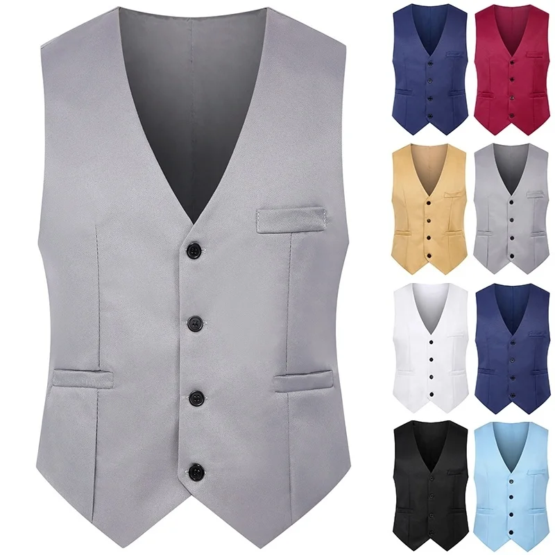 NewMensSuitVestSolidColorSlimFitBusinessOfficeVestMens