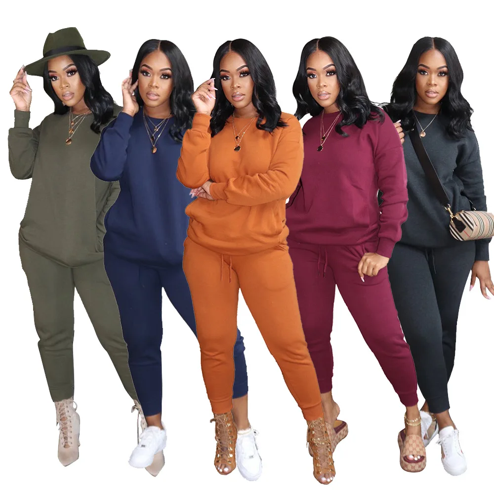 Casual Hoodie Tracksuit Winter Thickened Solid Color High Elastic Round Round Neck Pullover Sports And Leisure Two-Piece Set new summer men s tracksuit popular african style 2 pieces round neck loose breathable set egyptian style contrasting colors suit