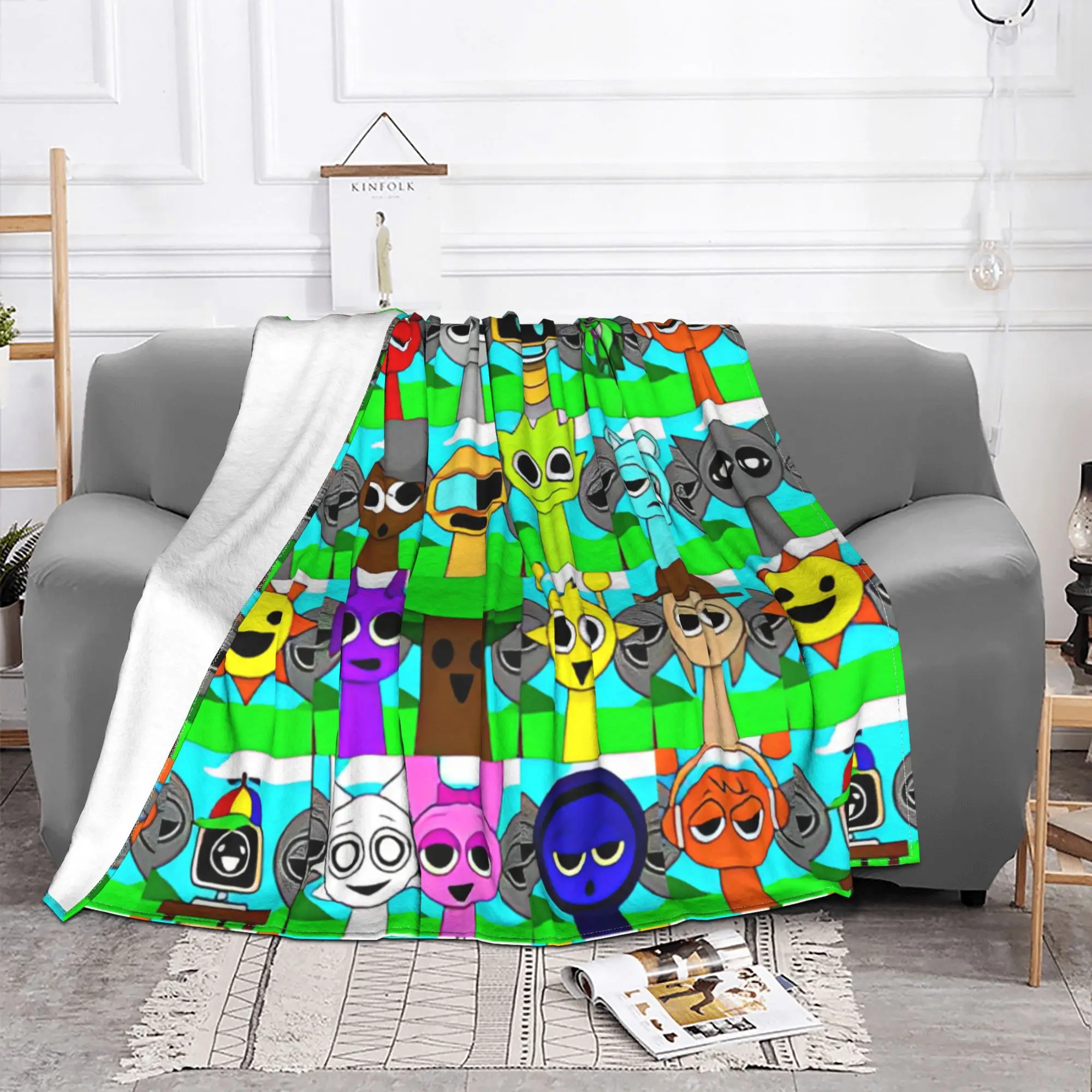 Sprunki Incredibox Wenda Oren Funbot Blankets Beats Game Flannel Throw Blankets Bedroom Sofa Decoration Soft Warm Bedspread 2
