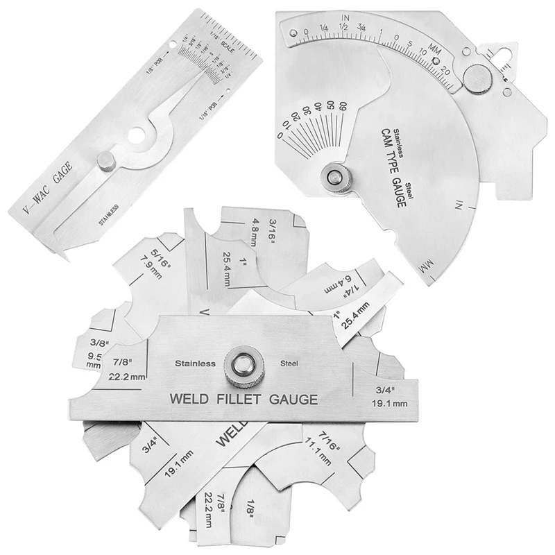 

7 Piece Gauge Kit Fillet Weld Gauge Gage Set Stainless Steel Bridge Cam Gauge Kit