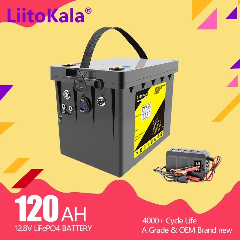 

LiitoKala 12V Lifepo4 battery 120ah 100ah BMS Lithium rechargeable Inverter for RV Outdoor camping Motor for Engine Power bank