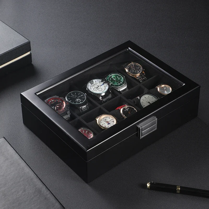 Direct Selling Solid Wood Can Store 10 Watches Storage Box Bracelet Simple Retro Dust Proof With Cover Organization Bins 2