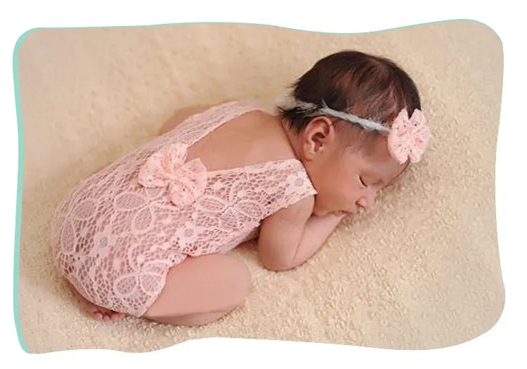 maternity newborn photography Newborn Photography Props Baby Lace Romper Outfit Headband Photography Props Baby Girl Kids Bow Clothing Solid Color Costume disney world baby souvenirs	