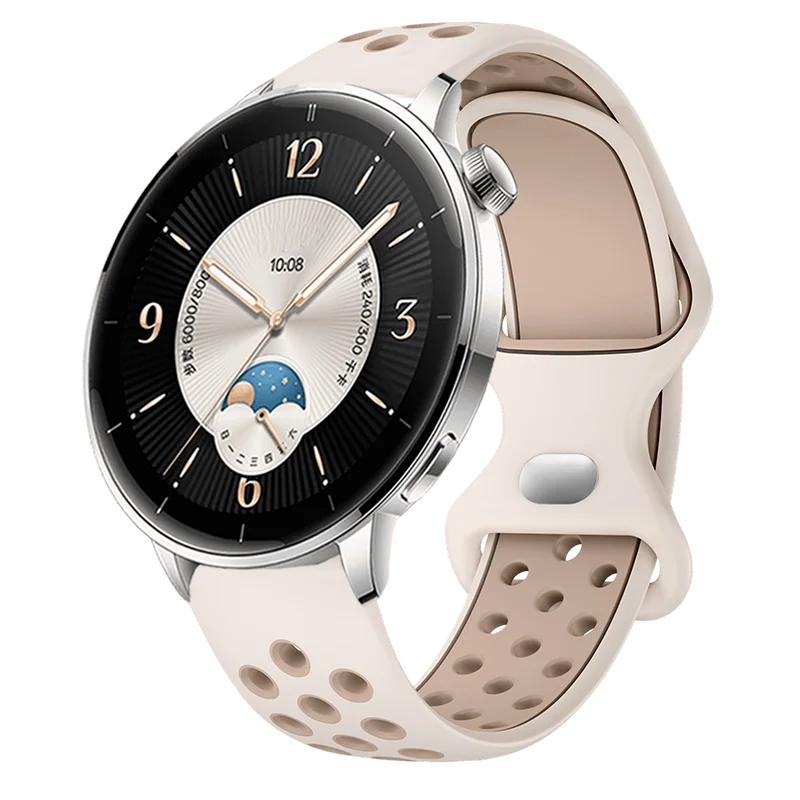 18mm Two-Tone Breathable Silicone Watch Strap with Butterfly Clasp
