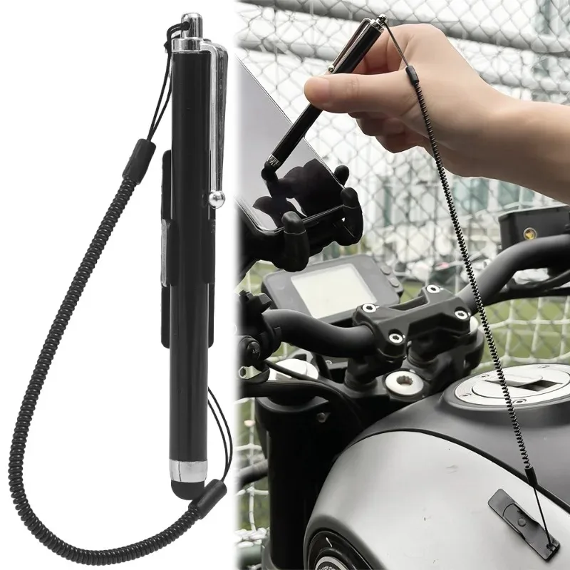 Universal Capacitive Screen Stylus with Spring Cable and Pen Clip