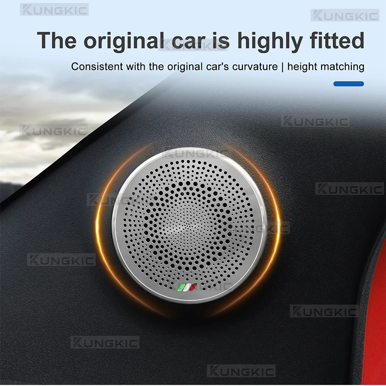Für Abarth 595 595C 695 695C 2012 2013 2014 2015 2016 2017 2018 2019 2020 2021 2022 2023 2024 Fiat 500 500C 2008-2024 500e 2012-2019 Auto Edelstahl Italienische A-Säule Audio Lautsprecher Trim – Detail 5