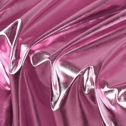 Shiny Silver Iridescent Stretch Spandex Fabric for DIY Sewing and Wedding Garments (Pink)