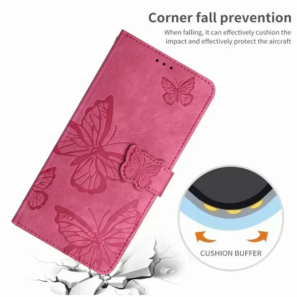 Charming Butterfly Design Phone Wallet Case - Stylish and Protective Cover