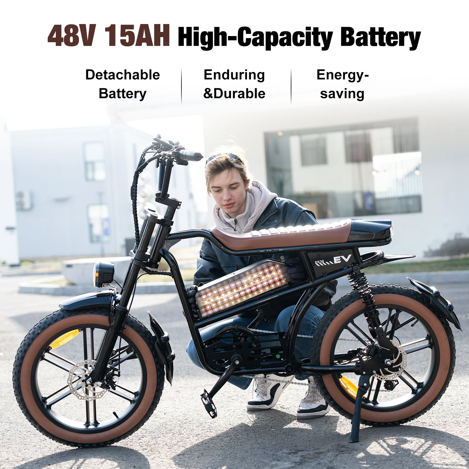 EVERCROSS EK30 720W Electric Bike for Adults, 20" Fat Tire Electric Bicycle, 23MPH + 60 Miles, 48V15AH Ebike, 7-Speed, UL