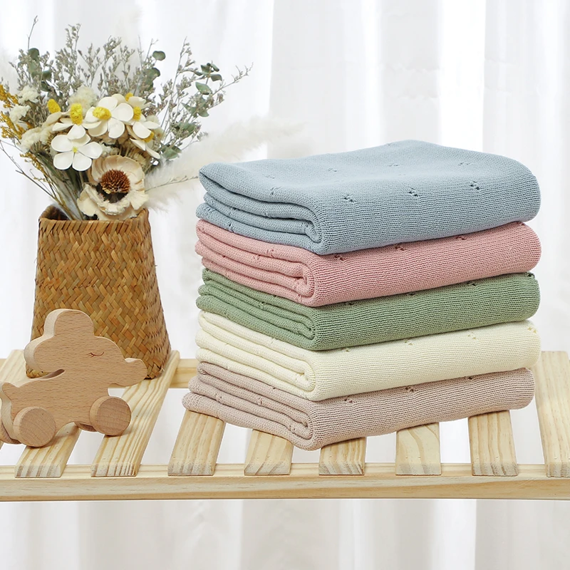 Coperta per bambini in maglia di cotone passeggino neonato fasciatoio avvolgente moda culla solida plaid sacco a pelo infantile ragazzi ragazze 90 * 70 cm super morbido - immagine 6