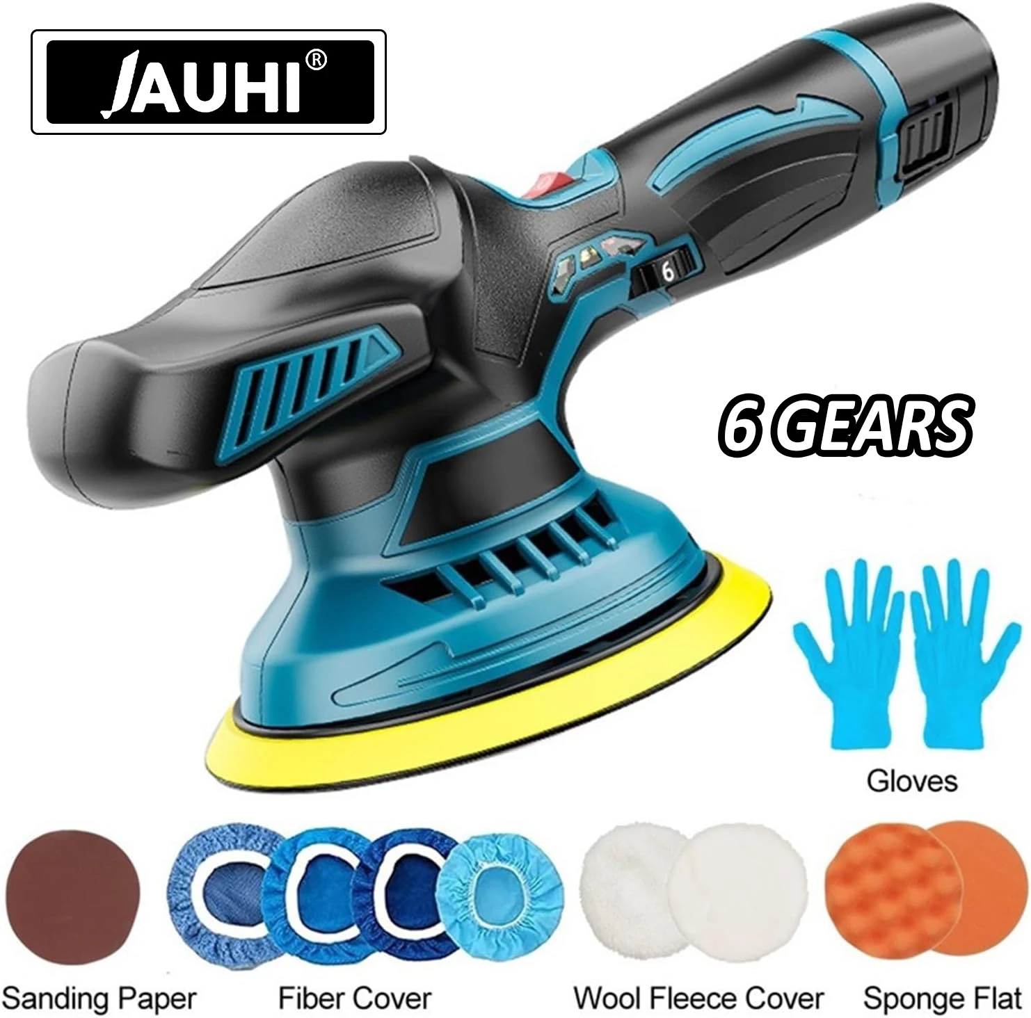 

JAUHI Wireless Car Polisher 6000RPM Mini Car Polishing Machine Adjustable Speed Cordless Auto Polishing Waxing Machine Tools