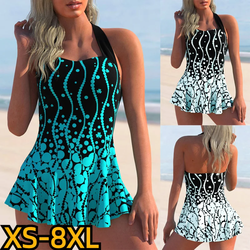 

2023 Sexy Monokini Summer Two Piece Swimwear Women's Fashion Print Tankni High Waist Bathing Suit Female Beachwear Swimwear