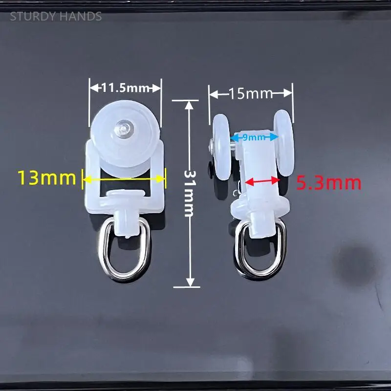 30pcs Curtain Track Accessories Plastic Pulley Straight Track Bent Shower Curtain Hook Ring Roller Home Hardware