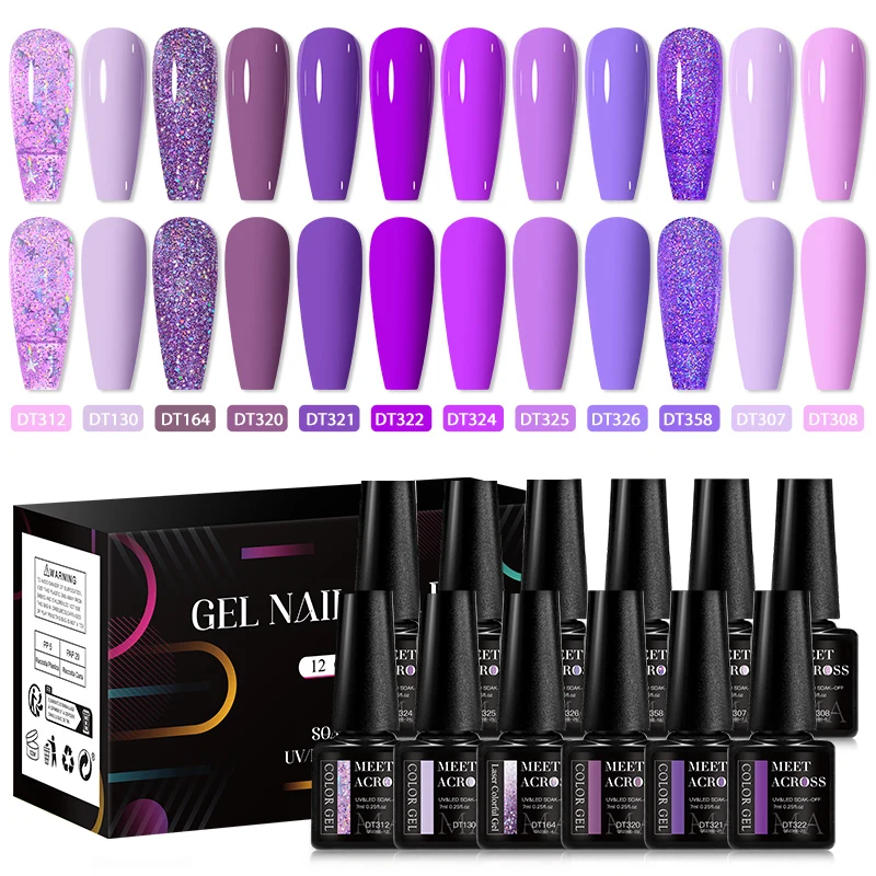 MEET ACROSS 12Pcs/Set 7ml Brown Series Gel Nail Polish With Box Autumn Semi Permanent UV Gel Soak Off Nail Art Kit Varnish 3