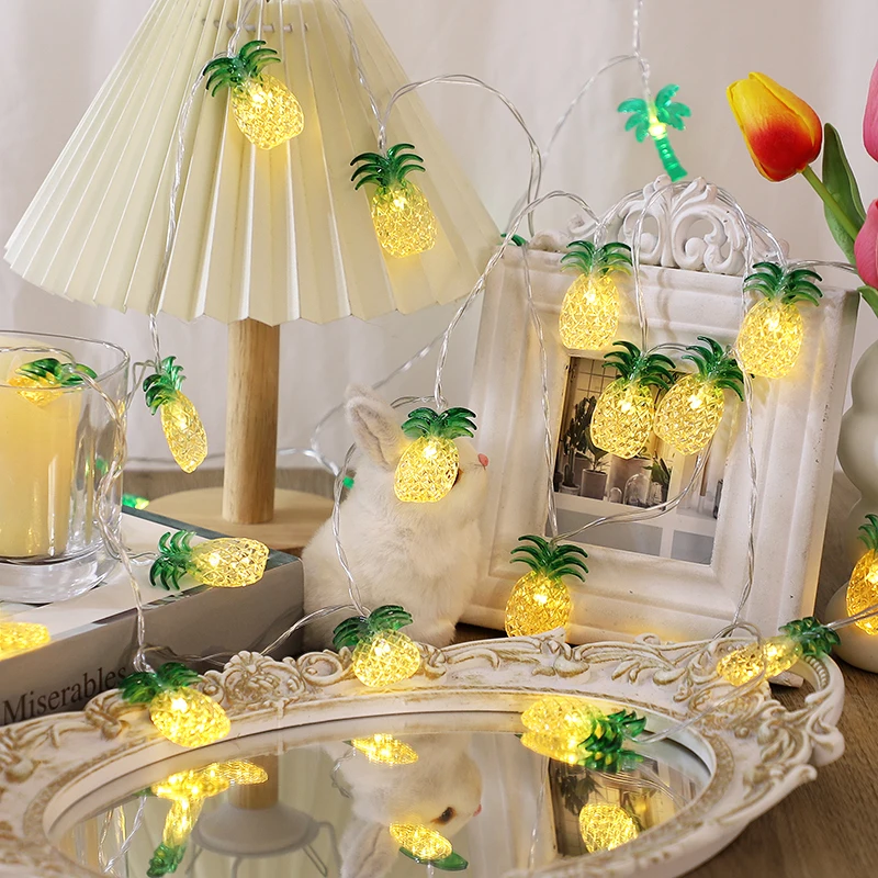 1.5 m 10 Hawaii Beach Party Pineapple Flamingo String Coconut Tree Lights Decorations Summer Tropical Home Lighting for Tropical