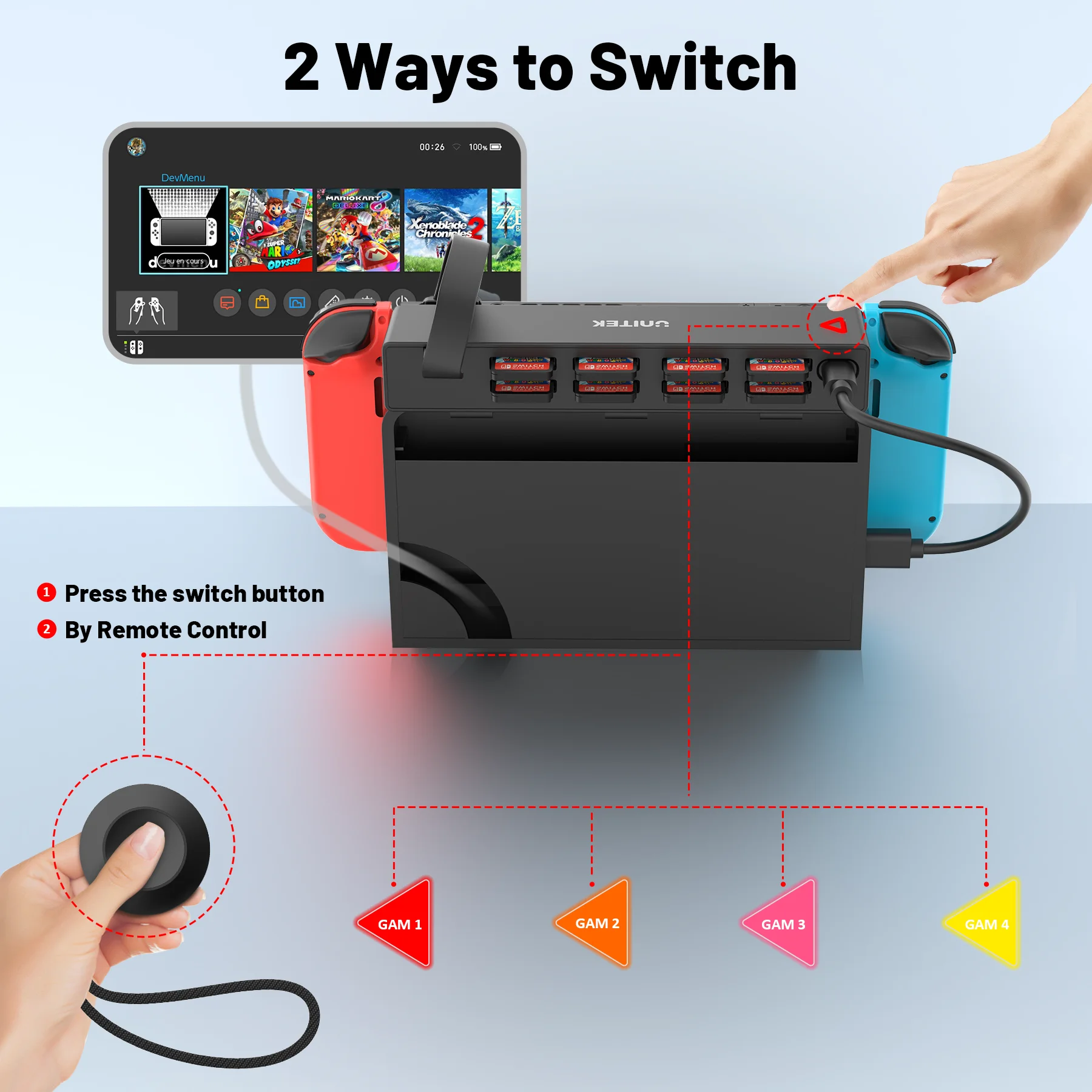 Unitek D1100B for Nintendo Switch Game Card Reader with Wireless