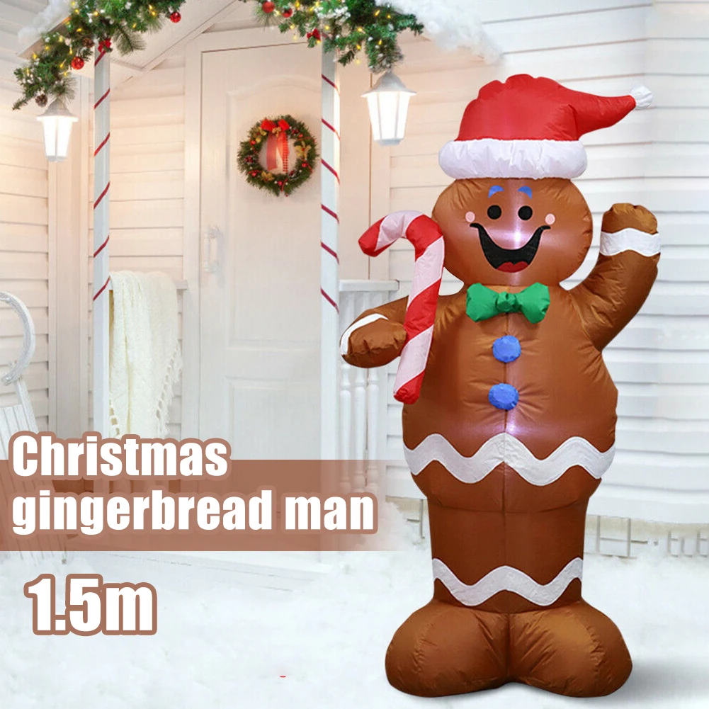

Giant Gingerbread Man LED Christmas Santa Inflatable Snowman Airblown Yard Blow Up for Home Garden Outdoor Party Decor