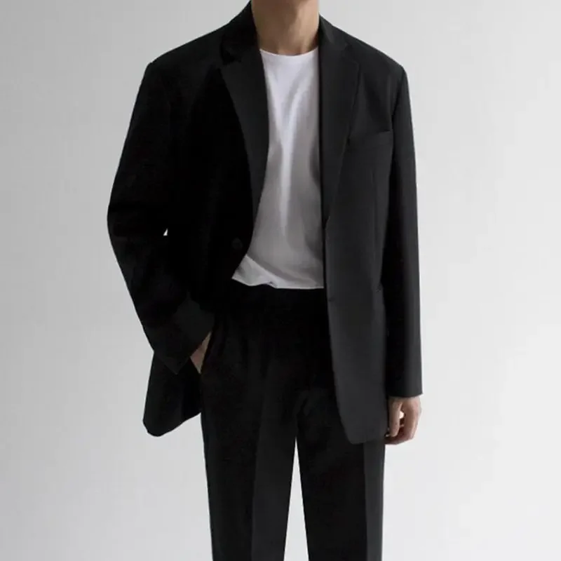 Men's Korean-style Black Casual Western-style Suit Jacket High-end Feel Business Formalwear For Students Professionals