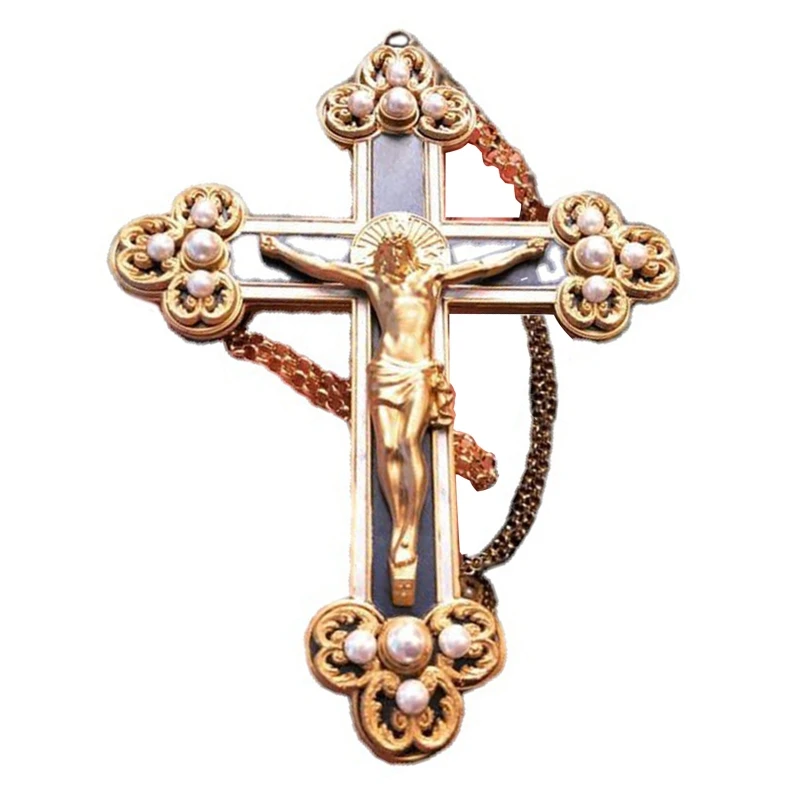 Metal Christian Cross Jesus Pendant Catholic Charm Religious Ornament for DIY Rosary Bracelet Car Keychain Decoration Supplies