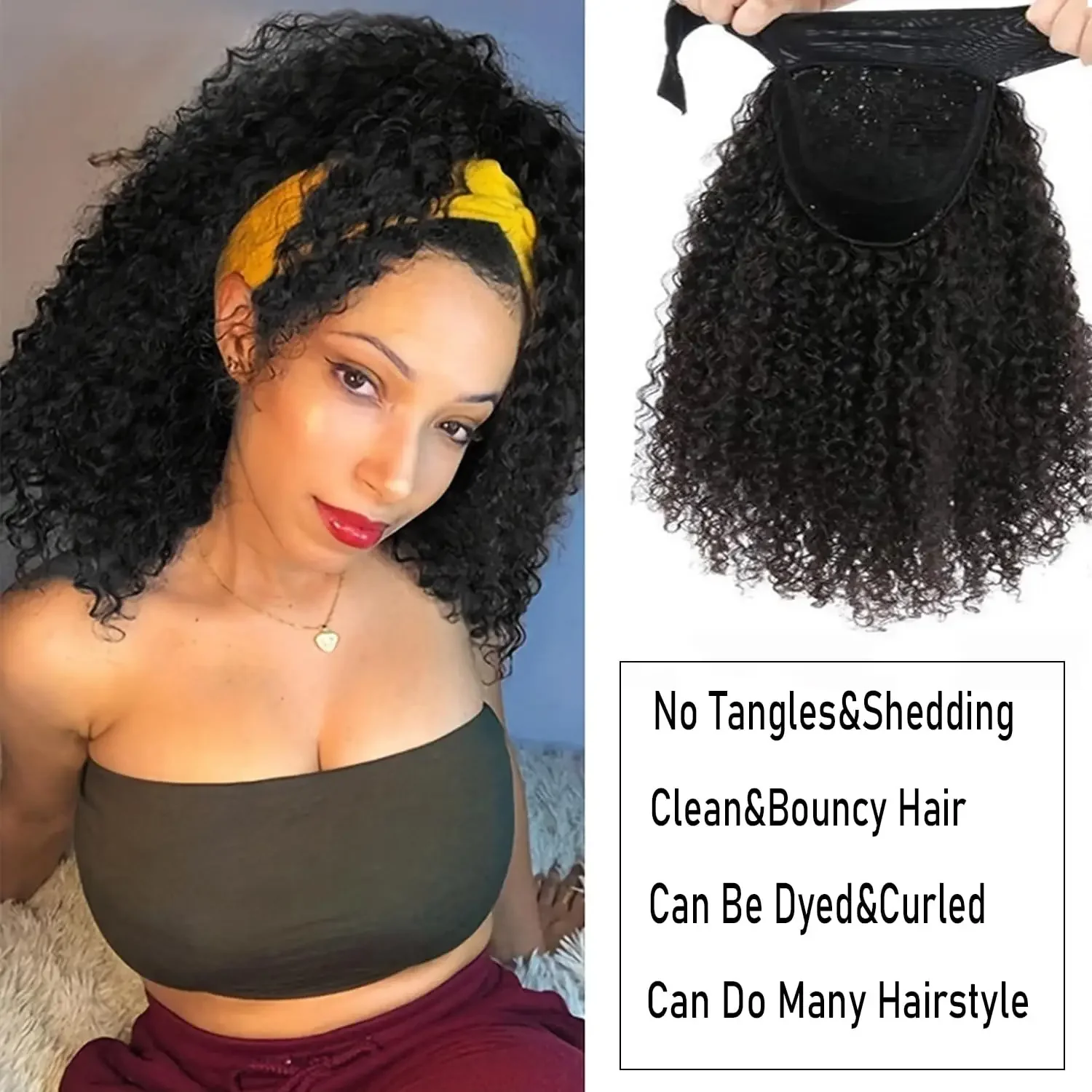 Human Hair Wigs Headband Wig Brazilian Human Hair Curly Wigs 180% Density