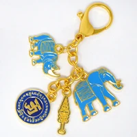 2024 Flat Rhinoceros Elephant Buckle Elephant & Rhinoceros With Ksitigarbha Staff Amulet Keychain w5476 2
