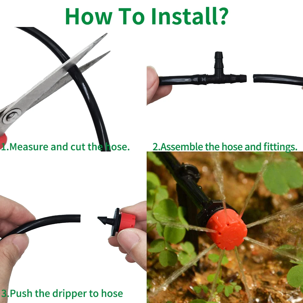 5M-50M Watering Hose 4/7 mm Garden Pipe Tubing W/ 1/2''&3/4'' Integrated Connector for Irrigation Systems Kit Greenhouses