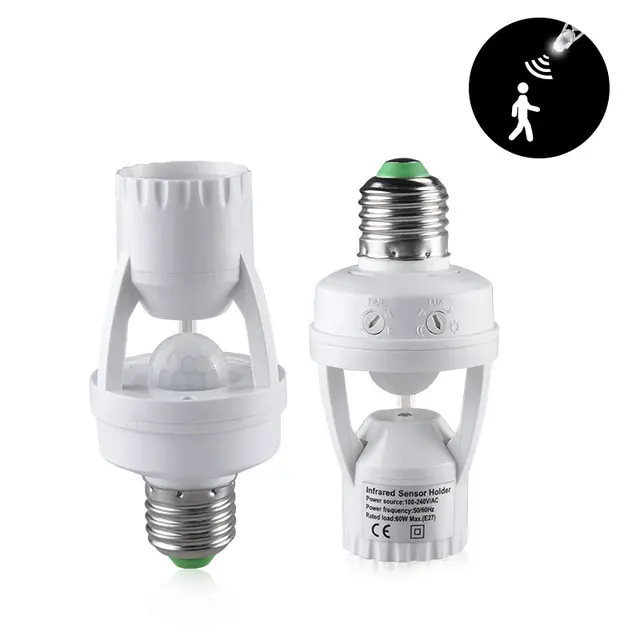 100-240V 소켓 E27 컨버터, PIR 모션 센서 앰플 LED E27 램프베이스 지능형 전구 스위치