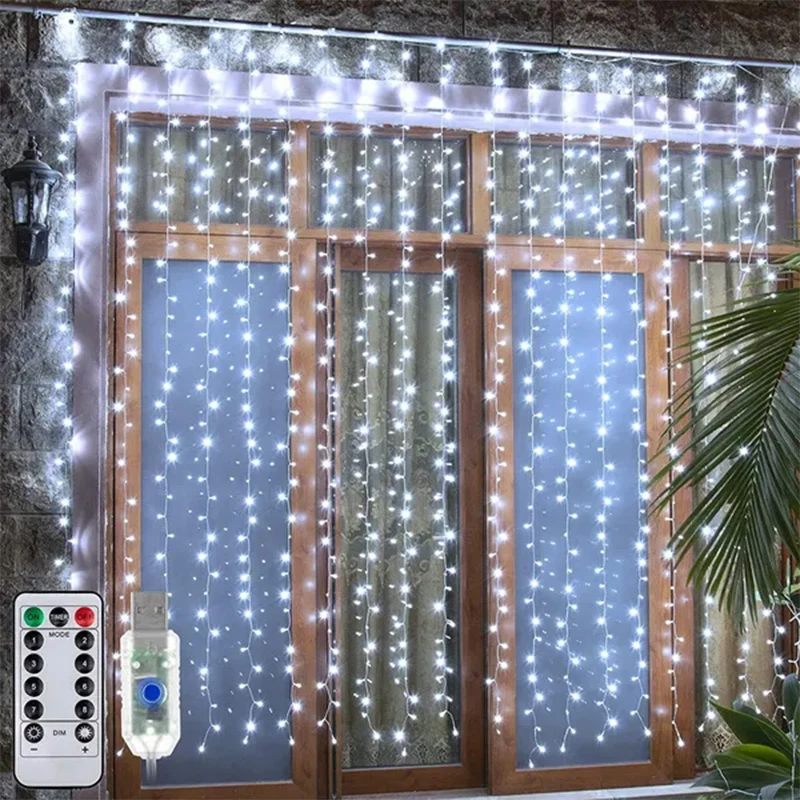 Curtain Garland Led String Lights Festival Christmas Decoration 8 Mode Usb Remote Control Holiday Light For Bedroom Home Outdoor adjustable height fairy lights remote controlled led curtain lights for bedroom outdoor decor fairy lights for weddings parties