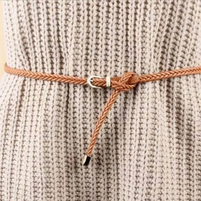 New 8 Colors Belt for Choose Casual Women Party Thin Pin Buckle Woven Braided Belt Waist Strap Waistband 5