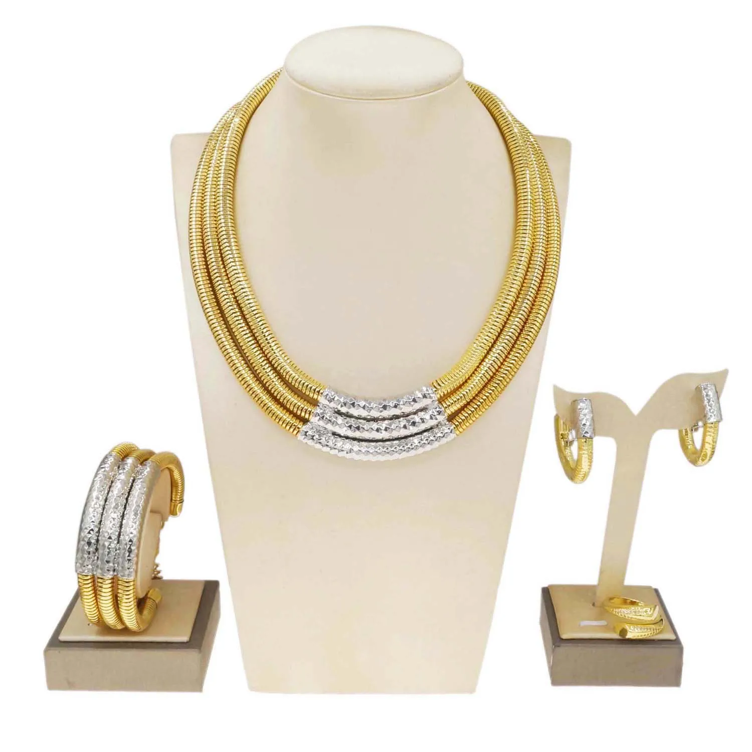 Yulaili Luxury Brazilian Jewelry Sets Gold Plated Collar
