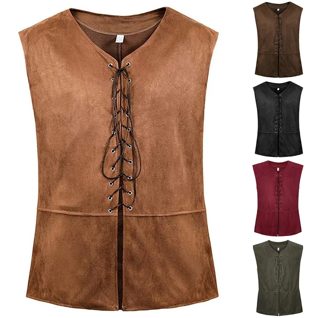 Gilet Gotico Uomo - Stile Steampunk Medievale Con Lacci