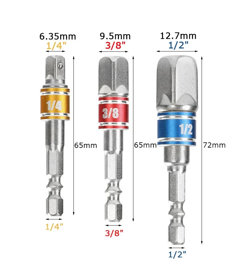 Buchse Schlagschrauber Verlängerung Adapter Erweiterte Konverter Elektrische Bohrmaschine Hex Zu High Speed Mutter Männlich Vierkant Schlüssel Power Tool – Detail 8