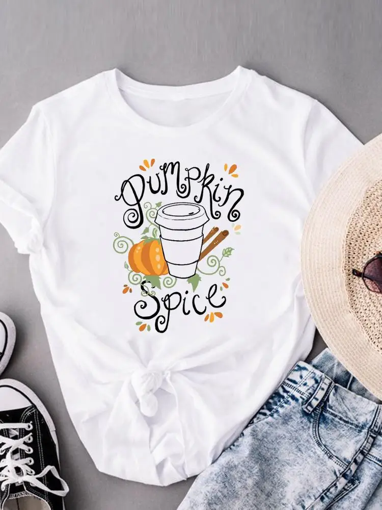 

Women Print T-shirts Fall Halloween Thanksgiving Autumn Clothing Pumpkin Season Love Clothes T Female Top Fashion Graphic Tee