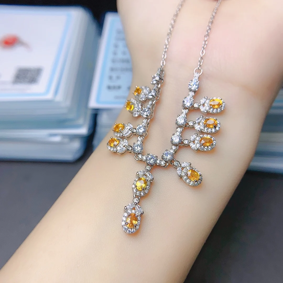 FS3*4 Natural Citrine Luxury Necklace S925 Pure Silver With