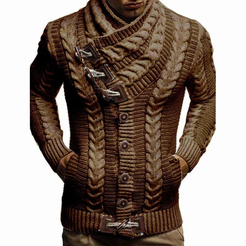 Cardigan Para Hombre Solid Sweater Man Coat 2024 Vintage Oblique Horns Button Designer Knitted Ugly Sweaters Mens Luxo Masculino 3