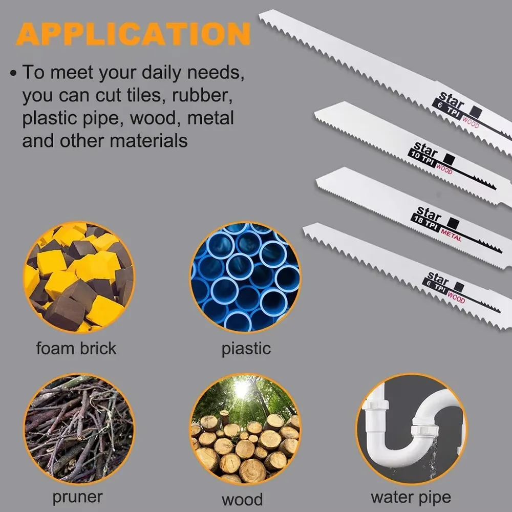 Reciprocating Saw Blades 1set Reciprocating Saw Blades Saber Saw Handsaw Multi Blade For Cutting Wood Metal PVC Tube Power Tools Accessories
