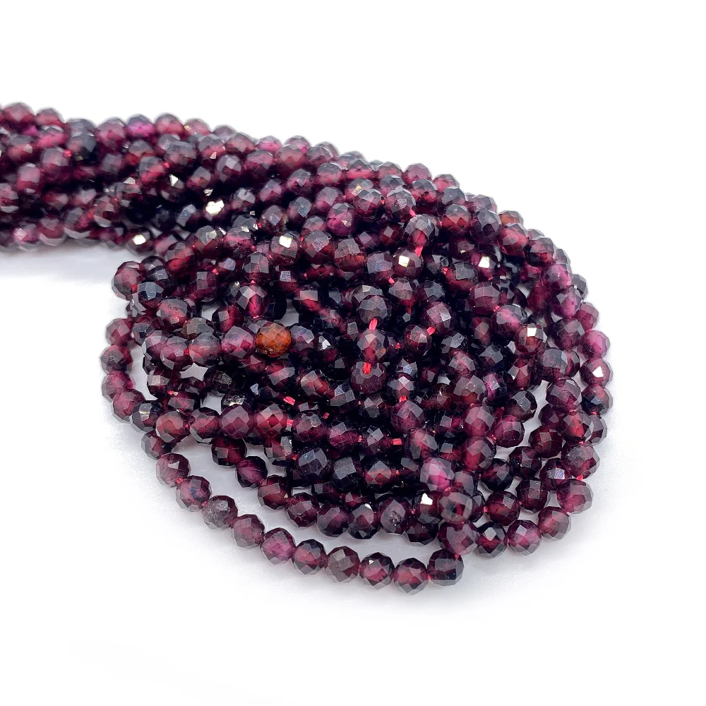 60 Perline Naturali In Granato Rosso 6mm - Pietre Preziose Per Gioielli Fai Da Te, Bracciali, Collane