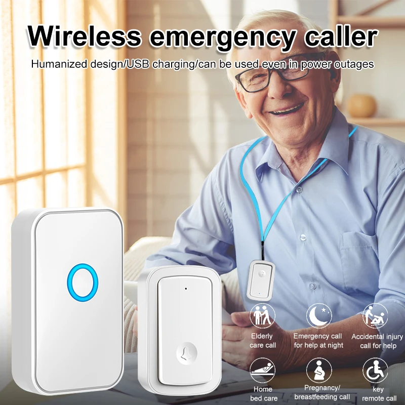 Medical Alert Button Wireless Caregiver Pager for Family and Hospital