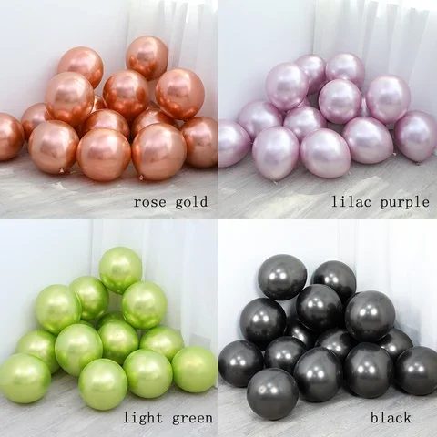 

20pcs 12inch New Color Rose Gold Metallic Balloons Lilac Purple Chrome Light Green Latex Globos for Wedding Birthday Party decor