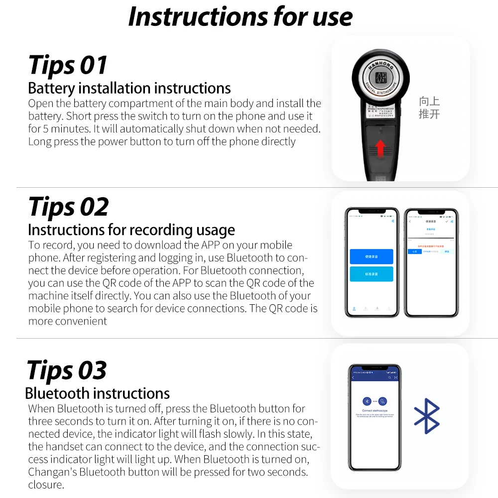 Medical Stethoscope Digital Medical Bluetooth Electronic Stethoscope 40 Times Magnification App Recordable For Doctors Nurse Health Care