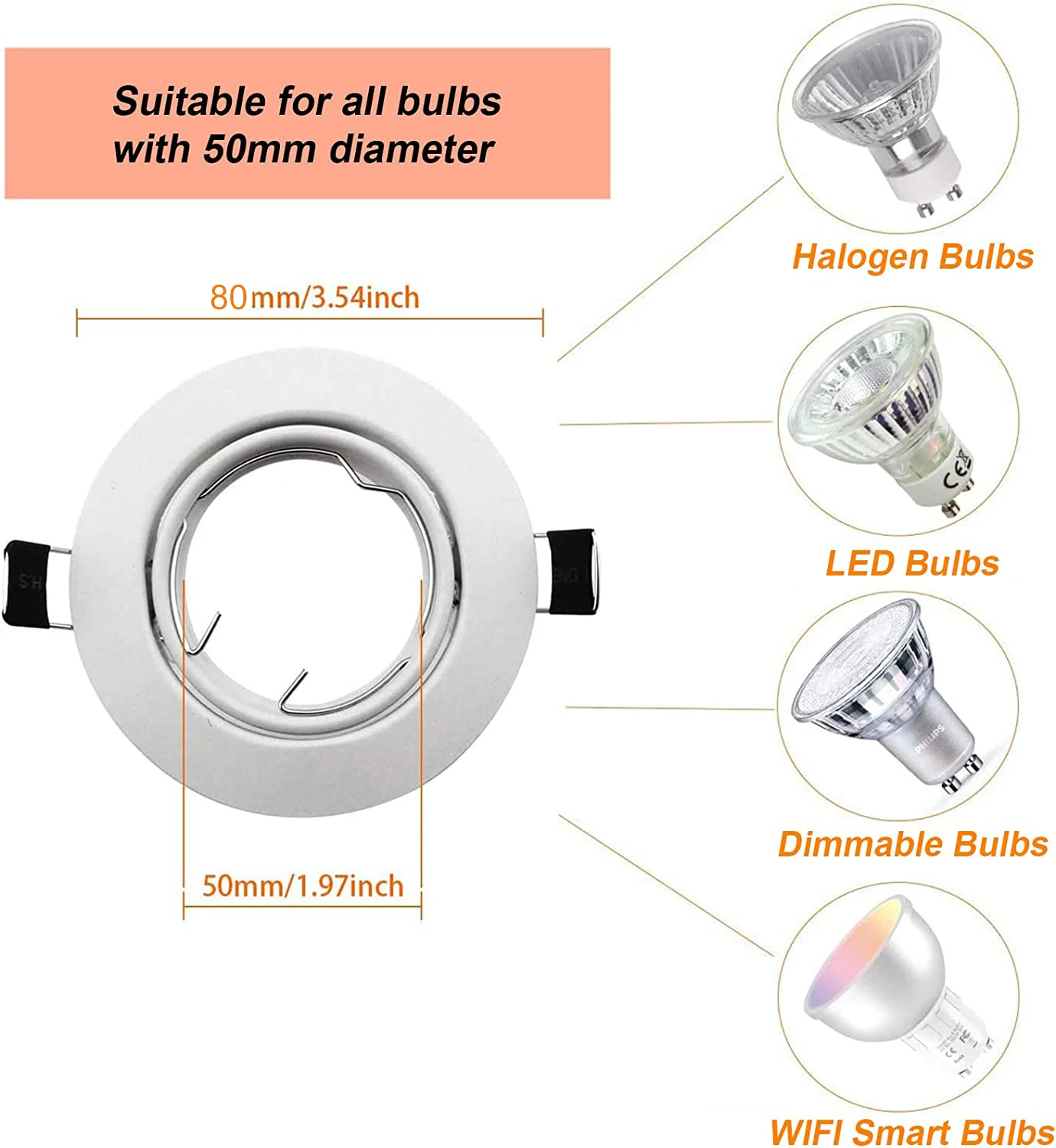 Gu10 Mr16 LED Ceiling Downlights Frame Recessed Rotatable Lamps Holder Double Ring LED Socket Base Spot Bracket Fitting led spotlight lamp led ceiling spot light lamp holder socket