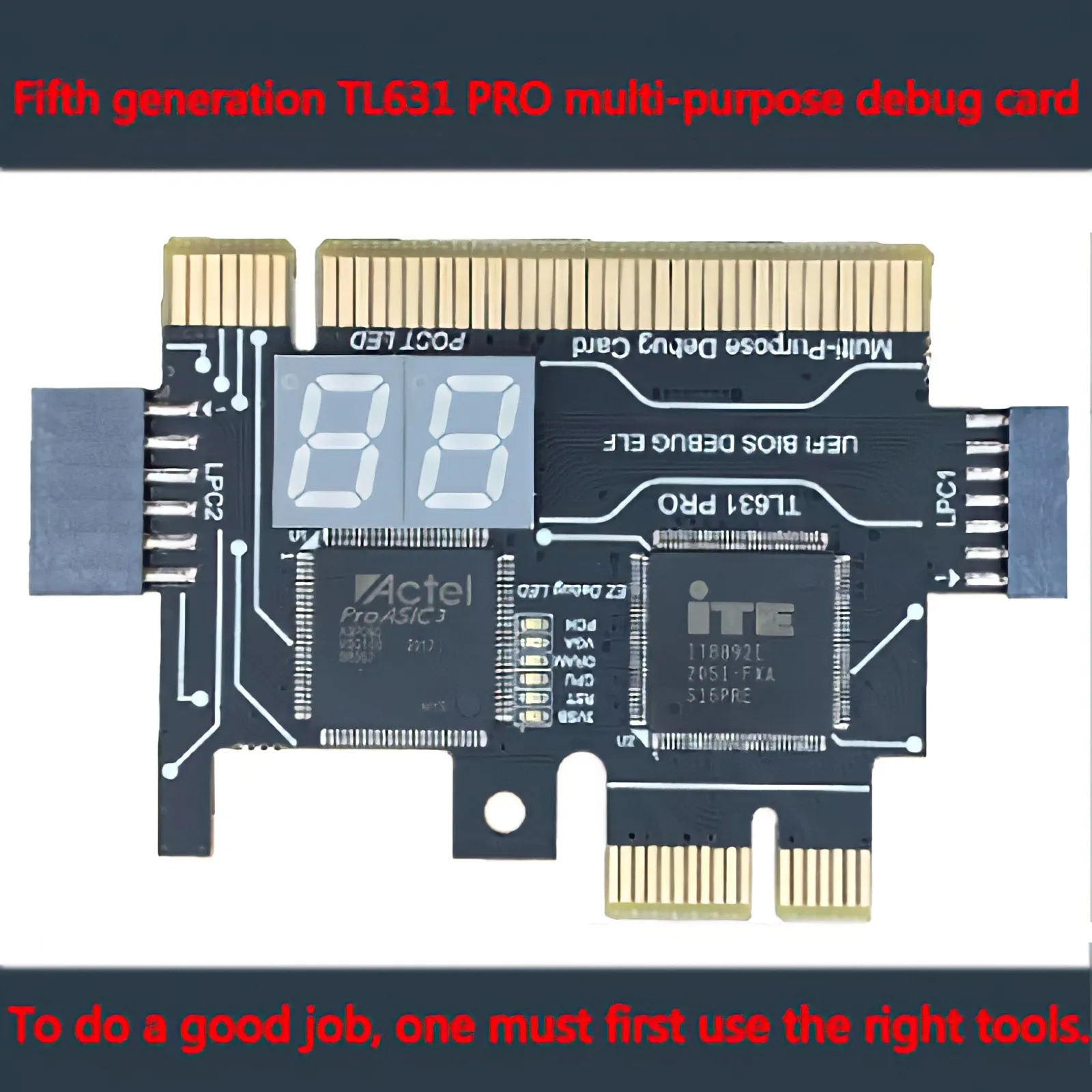 Carte De Diagnostic PCIe TL631 PRO Avec Mini Carte De Conversion, Noire, Neuve