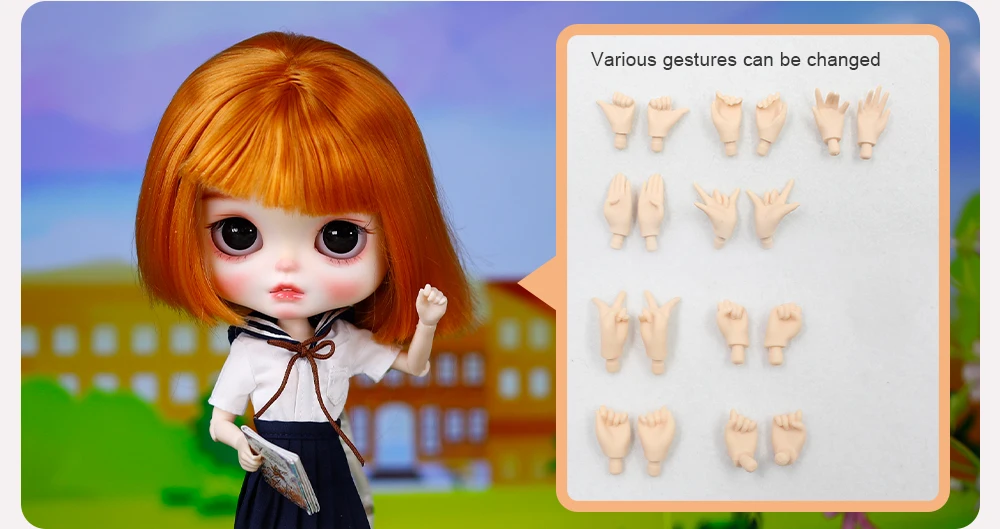 Quinn - Premium Custom Neo Blythe Doll with Ginger Hair, White Skin & Matte Smiling Face 1