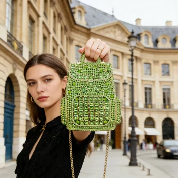 XIYUAN Rhinestone Mini Backpack Clutch for Women Sparkly Crystal Backpack Evening Bag Luxury Party Purse for Wedding Prom Events 1