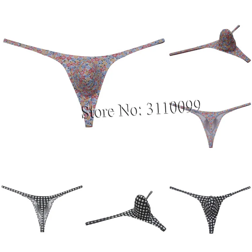 

Men's Air Bubble Knitted Fabric Pouch Thong Elastic String Bikini Underwear