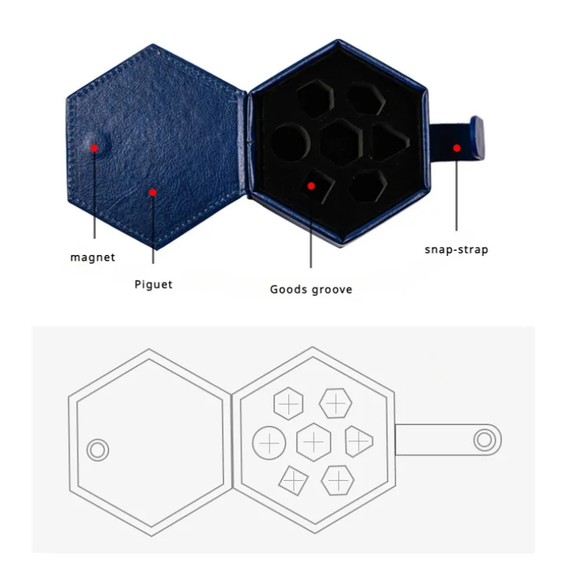 PU Hexagon Storage Bag and Dungeon Board Game DND Bundle Pocket Dice Bag Run Group Dice Box Hold 7 dice bag