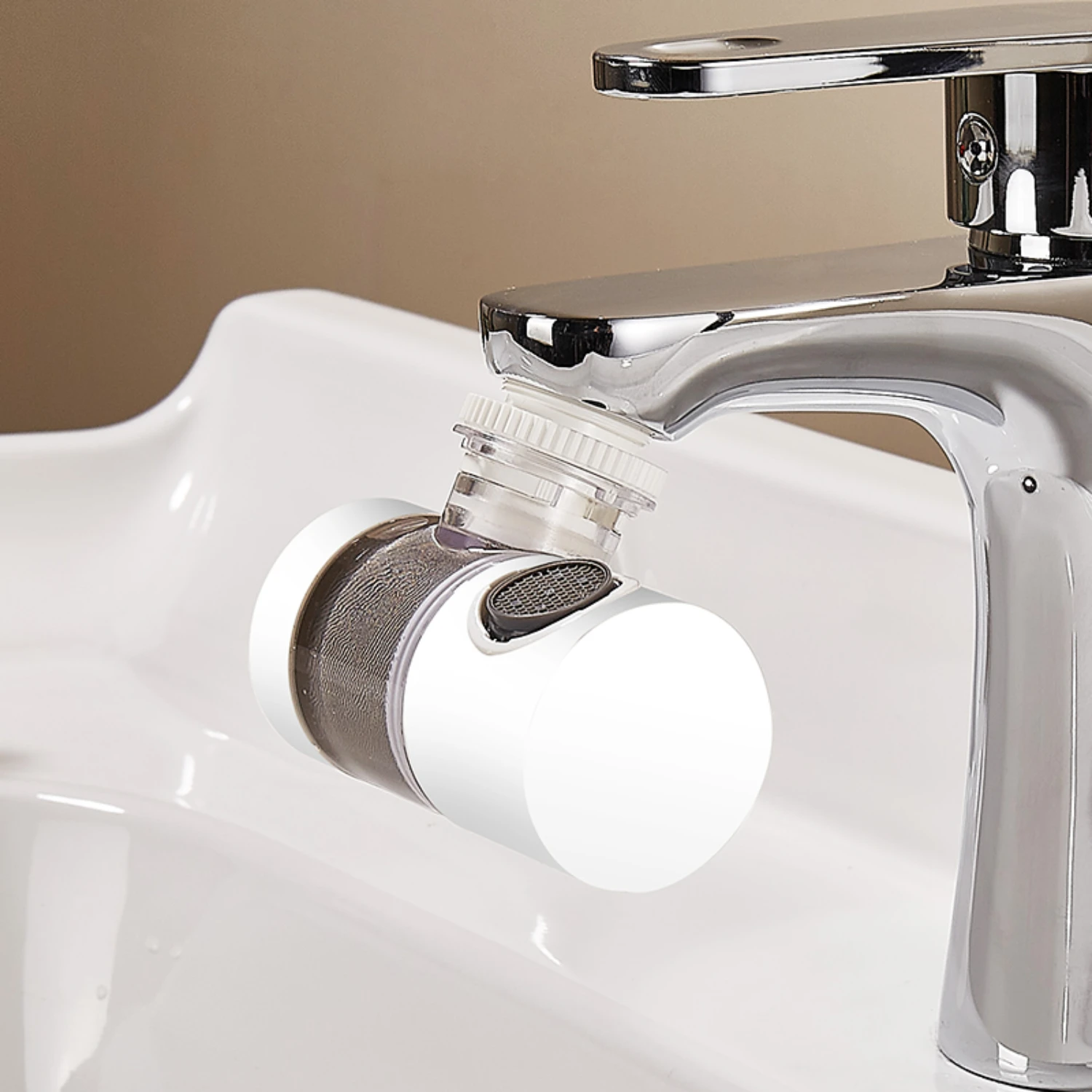 Faucet Water Filter Stainless Steel PP Cotton Filter Rotation For Various Faucets